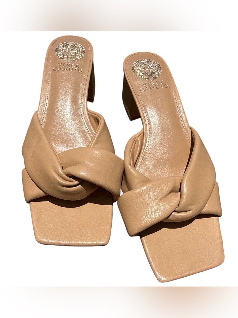 Vince Camuto Shilah Leather Crossband Mules SZ 9/40